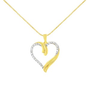 Haus of Brilliance 10K Yellow Gold Plated Silver 1/10 cttw Diamond Open Heart Pendent Necklace - 1 of 4