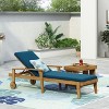 Okak Premium Acacia Patio Chaise Lounge with Wheels&Water-Proof Cushion,Outdoor Reclining Poolside Chair Long Chaise for Deck,Pool&Backyard - 4 of 4