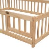Full Size House Bed Frame with Fence Guardrail, Playful House Shape Safety Bed Platform for Kids Room, in Natural Wood, Grey & White - 4 of 4