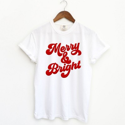 Simply Sage Market Women's Bold Merry and Bright Puff Print Short Sleeve Garment Dyed Tee