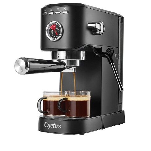 Cyetus Barista Black Espresso Machine for At Home Use with Milk Steam  Frother Wand for Espresso, Cappuccino and Latte, Black
