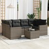 vidaXL Patio Sofa Set with Cushions Outdoor Furniture 7 Piece Poly Rattan - Gray - 2 of 4