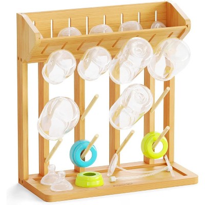 SpaceAid Bamboo Baby Bottle Drying Rack for Baby Bottle Rack Dryer Storage Accessories (Natural, 12 Bottles)
