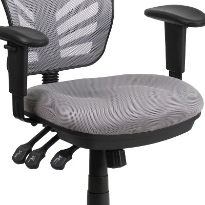 Ergonomic Mid-Back Mesh Executive Swivel Chair with Adjustable Arms in Gray