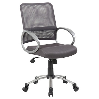 Charcoal Grey Mesh Swivel Task Chair with Pewter Finish Metal Base