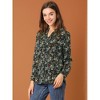 Allegra K Women's Floral Loose V Neck Long Sleeve Button-Up Shirt - 4 of 4