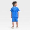 Grayson Mini Toddler Boys' Short Sleeve Wave French Terry Pullover and Shorts Set - Blue - 2 of 4