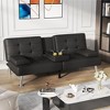 LACOO Faux Leather Futon Convertible Couch with 2 Cup Holders - image 4 of 4