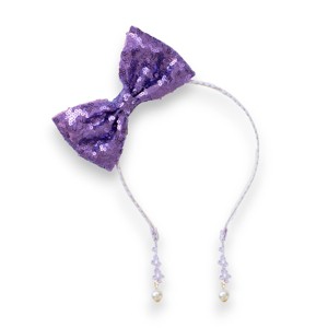 Summer Crystal - Sequin Bow Headband with Pearl Earring Pendants - 1 Pack - 1 of 4