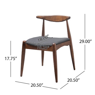 Set of 2 Charcoal Upholstered Walnut Wood Side Chairs