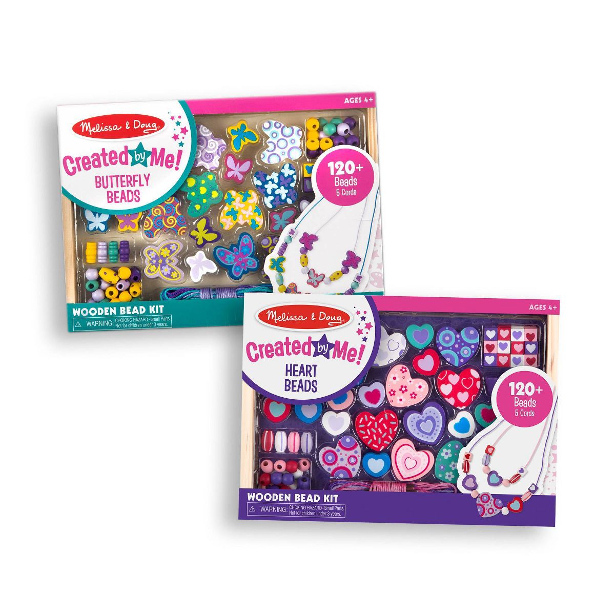 Melissa & Doug Sweet Hearts and Butterfly Friends Bead Set of 2 - 250+ Wooden Beads - thumbnail 4
