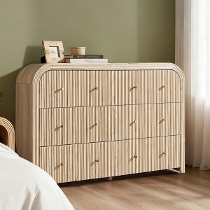 Modern Fluted 5 and 6 Drawer Dresser, Curved Profile Wood Storage Organizer for Bedroom, Living Room, Hallway - 1 of 4