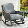 Contemporary Minimalist Chair, Patio Rocking Armrest Sofa, Patio Wicker Rocking Chaise with Polyester Cushions and Wooden Frame-Coolbibila - 2 of 4