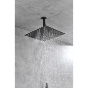 Kumasinova 16" Square Rain Shower Head,Utra Thin 304 Stainless Steel Ceiling-Mounted Showerhead with Self-Clean Nozzles - 1 of 4