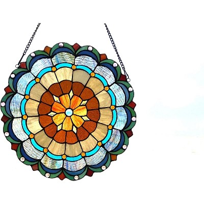 Chloe Lighting Minerva Tiffany-Glass Circus Tent 18" Round Window Panel