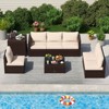 Costway 8 PCS Patio Furniture Set with Storage Box & Tempered Glass Coffee Table Beige - 4 of 4