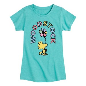 Girls' - Peanuts - Woodstock Flower Fitted Short Sleeve Graphic T-Shirt - 1 of 4