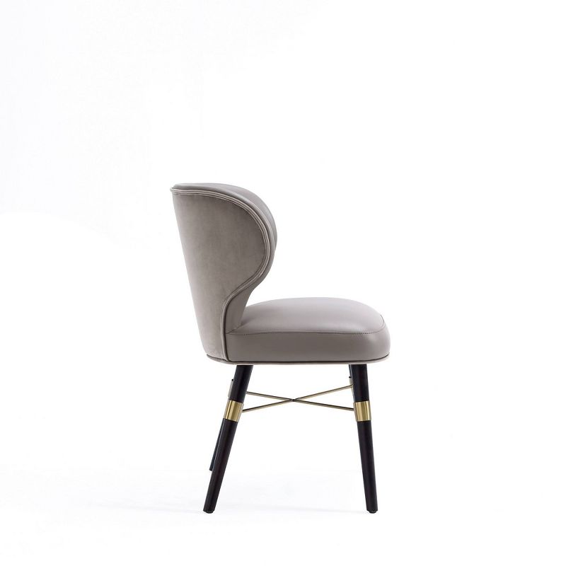 Strine Modern Velvet and Leatherette Upholstered Dining Chair Dark Taupe - Manhattan Comfort, 4 of 10