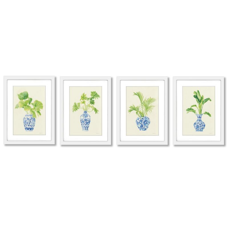 Americanflat Minimalist Botanical Blue Vases By Danhui Nai Set Of 4 Framed Wall Art Set, 1 of 4