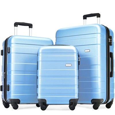 3 PCS Expandable ABS Hard Shell Luggage Set with Spinner Wheels and TSA  Lock, Drak Blue - ModernLuxe