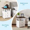 Dyonery Farmhouse Nightstand 18" White End Table with Charging Station & 2 Drawers, Rustic Bedside Table with Storage Shelf for Bedroom - 3 of 4