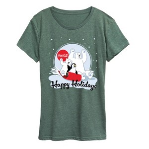 Women's - Coca-Cola - Happy Holiday Sled Short Sleeve Graphic T-Shirt - 1 of 4