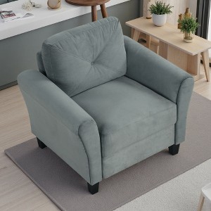 Velvet Arm Sofa with Supportive Cushions - 1 of 4