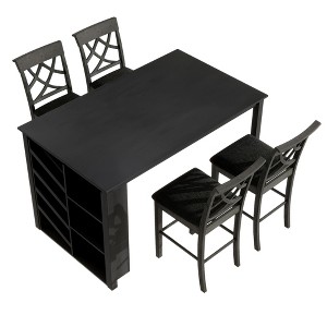 NicBex 5-Piece Dining Table Set with Side Wine Racks Modern Rectangle Kitchen Table with 4 Upholstered Side Chairs - 1 of 4