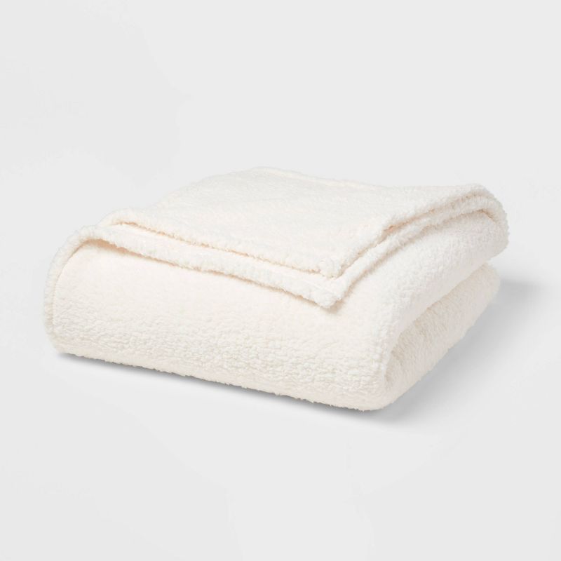 Faux Shearling Bed Blanket- Room Essentials, 1 of 10