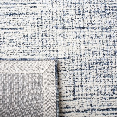 Ivory and Navy Hand-Tufted Wool Abstract Area Rug 3' x 5'