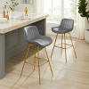 Art Leon Comfortable Velvet Swivel Barstool with Golden Legs, Set of 2 - 3 of 4