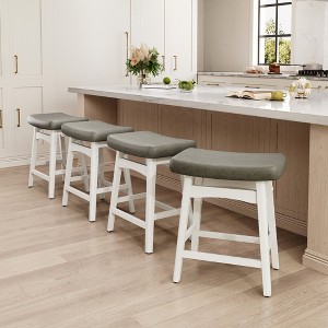 Captiva Designs 24 inch Height Bar Stool with Padded Seat & Solid Wood Frame & Footrest - 1 of 4