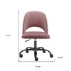 HomeRoots Rose and Black Steel and Velvet Adjustable Swivel Rolling Conference Office Chair - 3 of 4