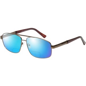 Enhance BIG&TALL EN3920 Mens Polarized Bi-Focal Sunglass Matte Coffee Brown 59mm Blue Mirror +1.00 - 1 of 1