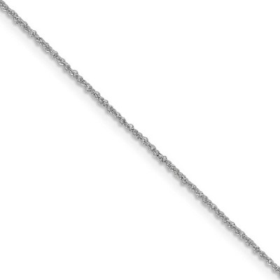 Black Bow Jewelry 1mm 14k White Gold Diamond Cut Fancy Singapore Chain Necklace