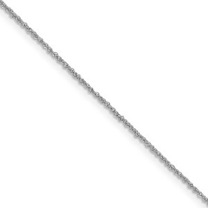Black Bow Jewelry 1mm 14k White Gold Diamond Cut Fancy Singapore Chain Necklace - 1 of 4