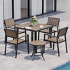 Pamapic 6-Piece Aluminum Outdoor Patio Dining Set with Square Table, Small Side Table and 4-Stackable Chairs - 2 of 4