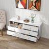 Okak Rustic Dresser for Bedroom with Wide Rattan Drawer, Wooden Chest Closet Storage Cabinet Organizer for Living Room Hallway Entryway - 3 of 4