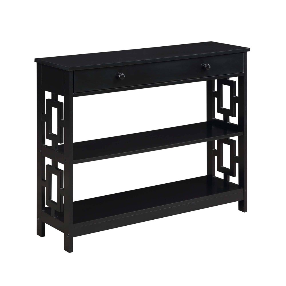 Town Square 1 Drawer Console Table with Shelves Black - Breighton Home: Hardwood Frame, MDF Top, Entryway Storage