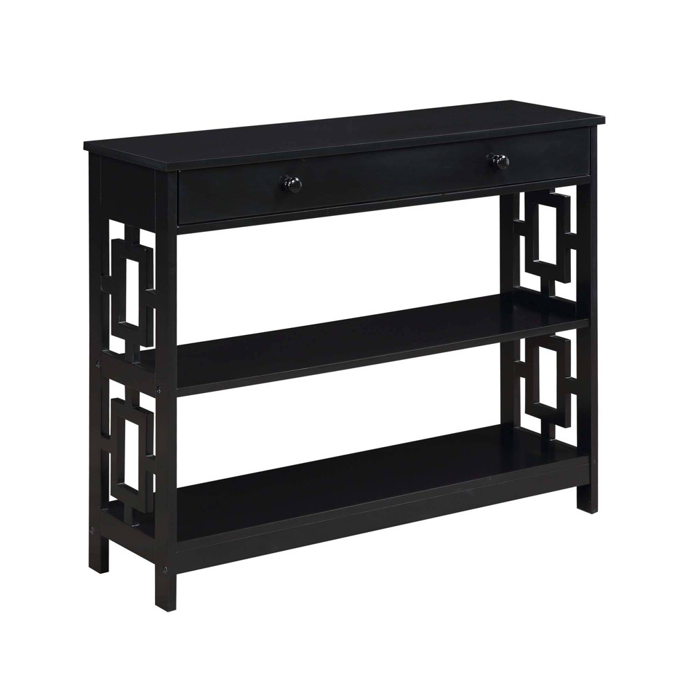 Photos - Coffee Table Town Square 1 Drawer Console Table with Shelves Black - Breighton Home: Hardwood Frame, MDF Top, Entryway Storage