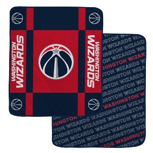 NBA Washington Wizards 60"x70" Reverse Block Wordmark Double Sided Flannel Fleece Blanket - 1 of 3