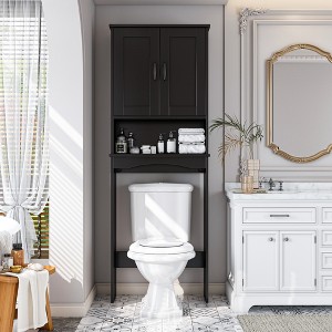 23.62 in. W x 65.39 in. H x 8.27 in. D White Over The Toilet Storage with Adjustable shelves for Bathroom and Laundry - 1 of 4
