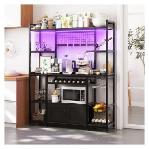 55" 7-in-1 Versatile Baker's Rack with RGB LED Lighting, 4 AC Outlets & 2 USB Ports - 1 of 4