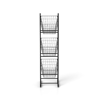 Vynxaria 3-Tier Utility Storage Shelves - Freestanding Wire Basket Organizer for Kitchen