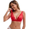 INSPIRE CHIC Women's Lace Trim Wirefree Lingerie Adjustable Spaghetti Straps Deep V Soft Push Up Bras - 4 of 4