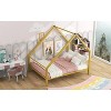 LOVMOR 77.55 Inch Twin Size Metal Floor Bed with House-shaped Headboard,No Box Spring Required,for Kids Teens Adults Bedroom,Easy Assembly，White - 4 of 4