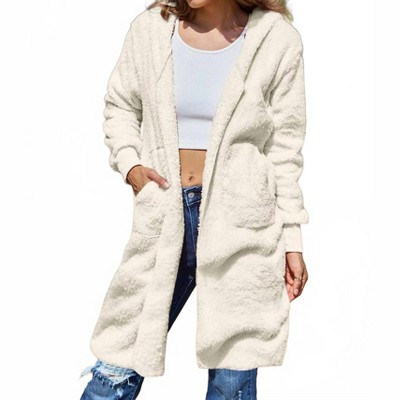 Women's Full Size Hooded Teddy Bear Jacket With Thumbholes - Double Take