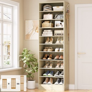 Besiost Shoe Storage Cabinet, 10-Tier Shoe Rack With Drawers - 1 of 4
