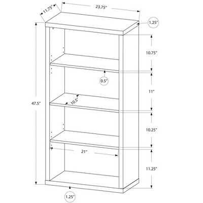 Taupe Medium Wood Adjustable 4-Shelf Bookcase