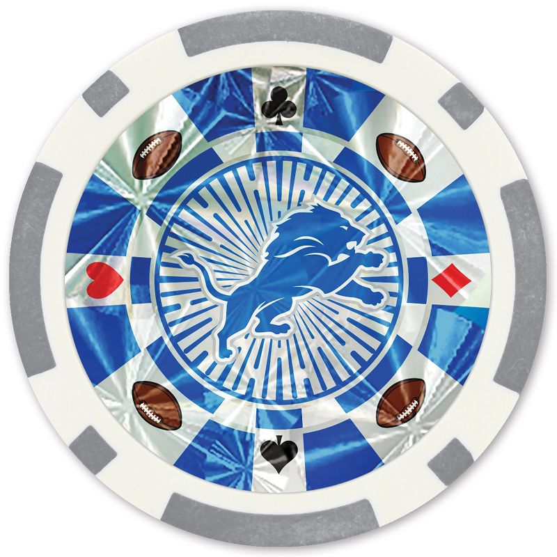MasterPieces Casino Style 20 Piece 11.5 Gram Poker Chip Set NFL Detroit Lions Silver Edition, 3 of 4